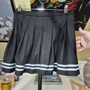 Forever 21 Black Skater Skirt with White Stripes